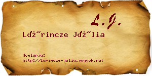 Lőrincze Júlia névjegykártya